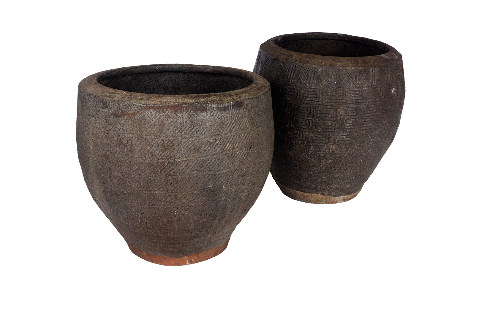 Terra Cotta Planter with Scored Texture
