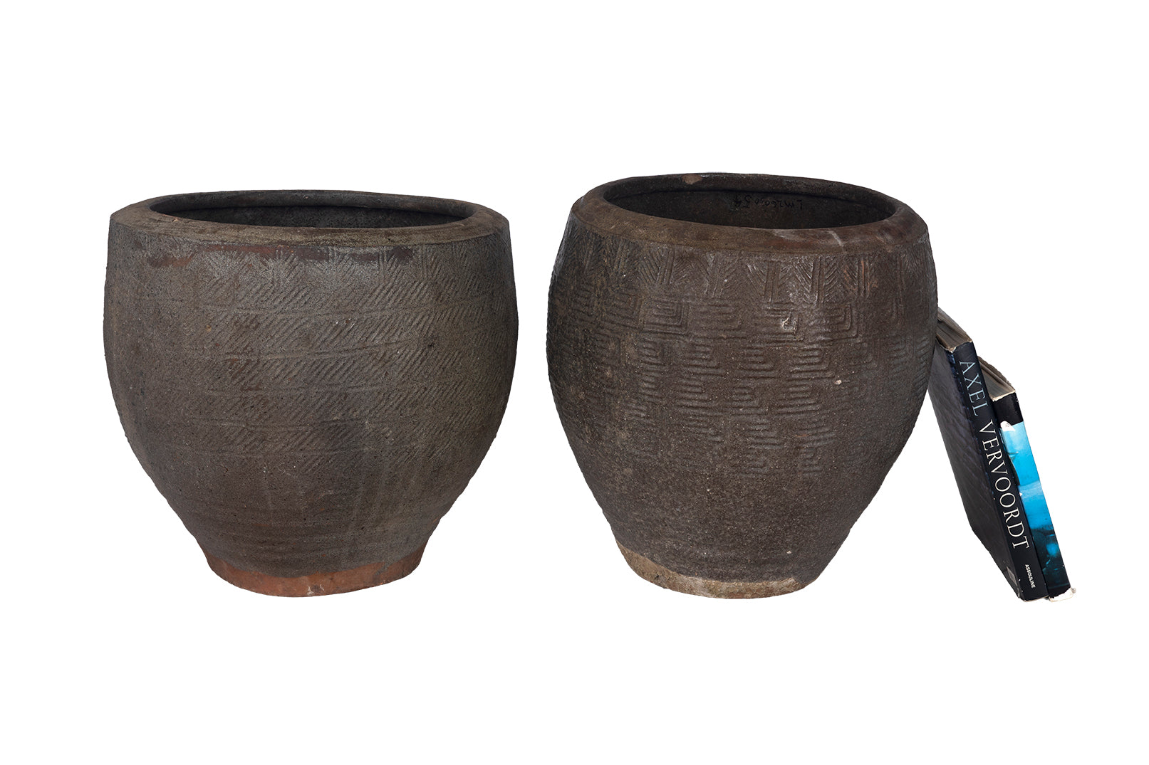 Terra Cotta Planter with Scored Texture