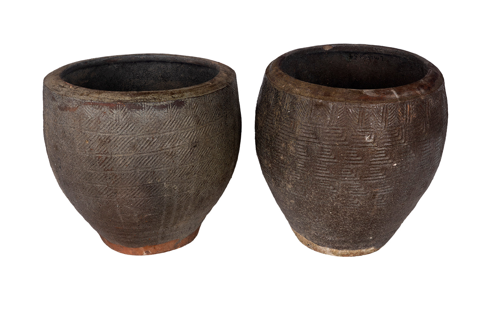 Terra Cotta Planter with Scored Texture