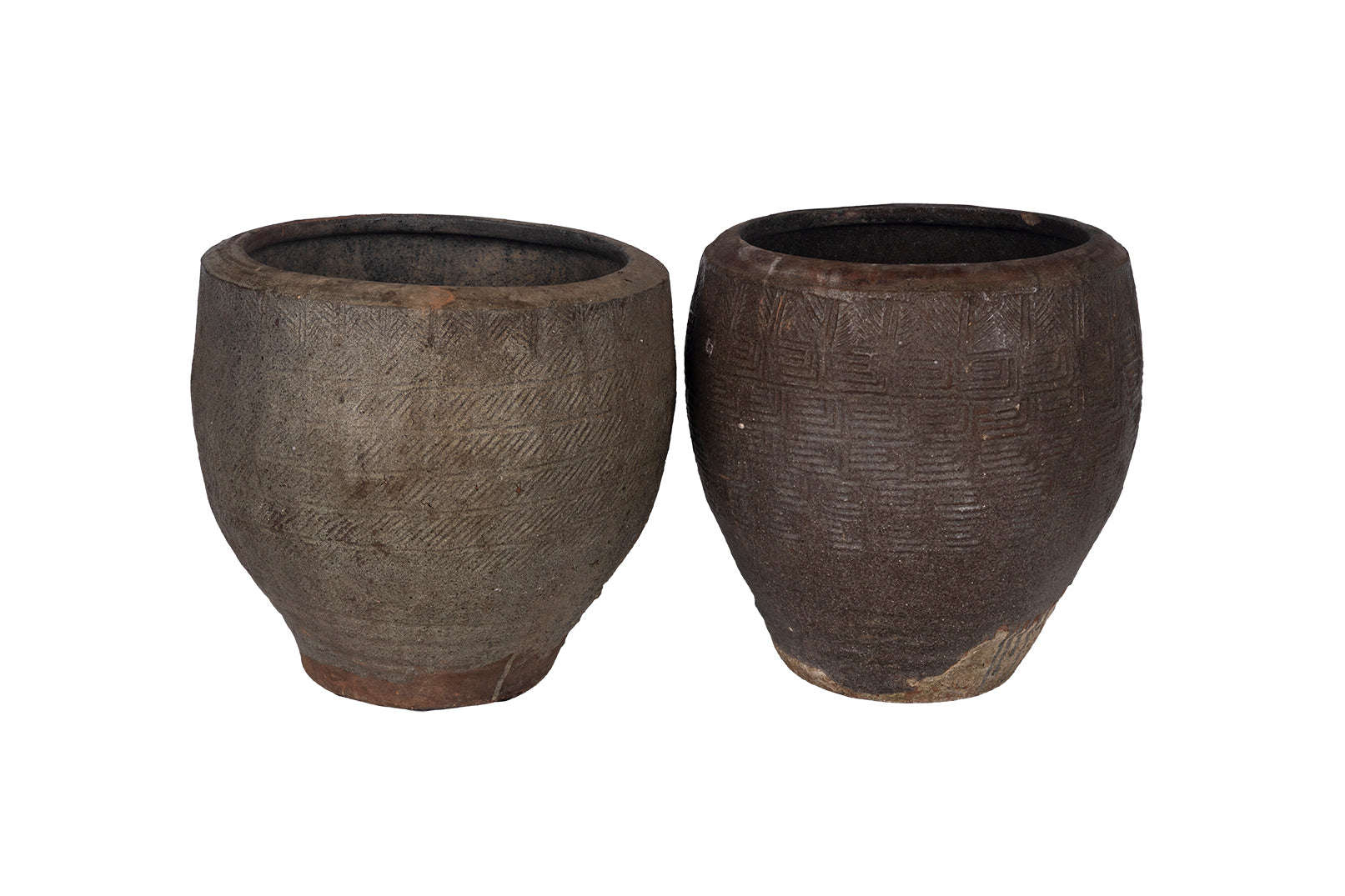 Terra Cotta Planter with Scored Texture