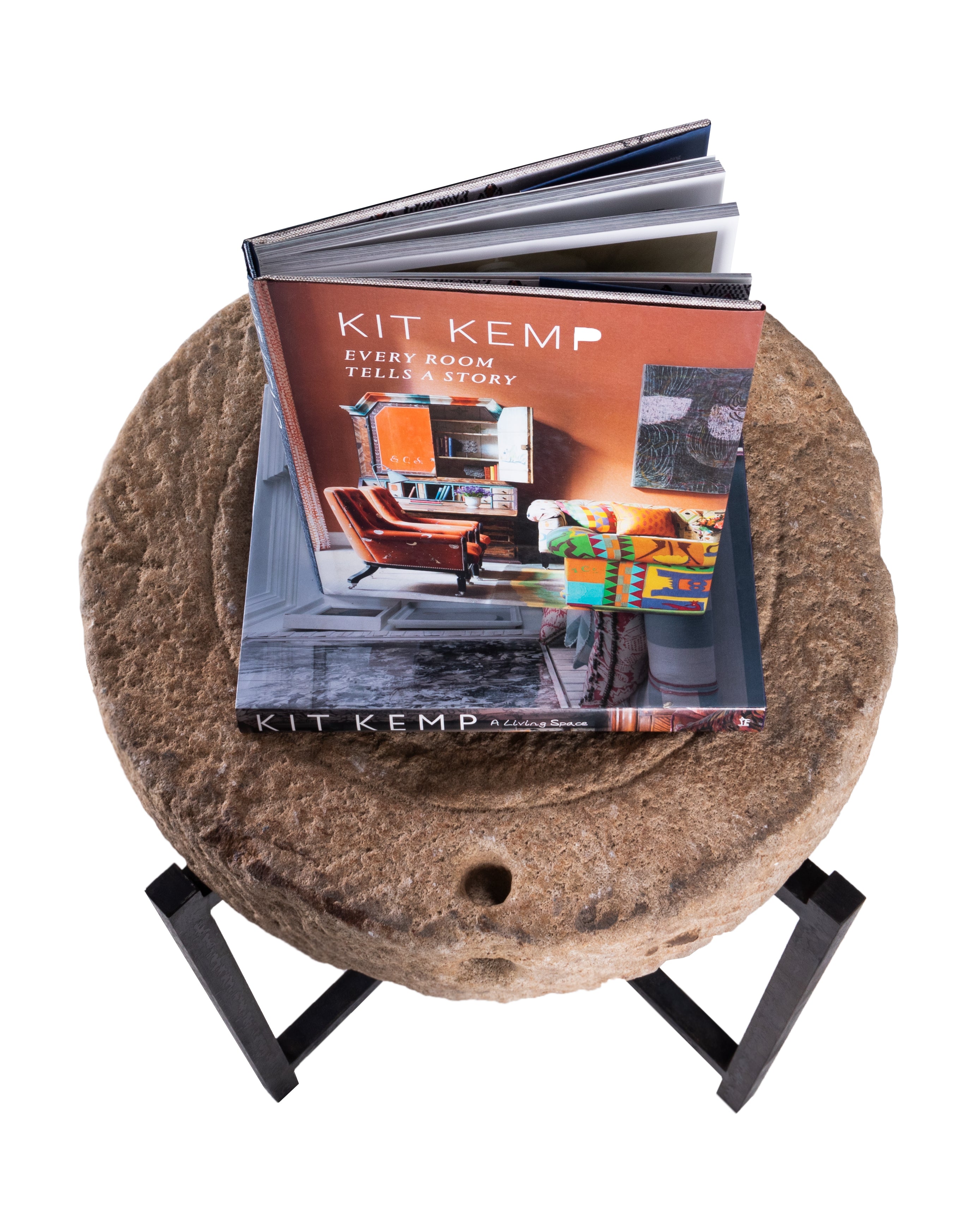 Limestone Mill Wheel Side Table