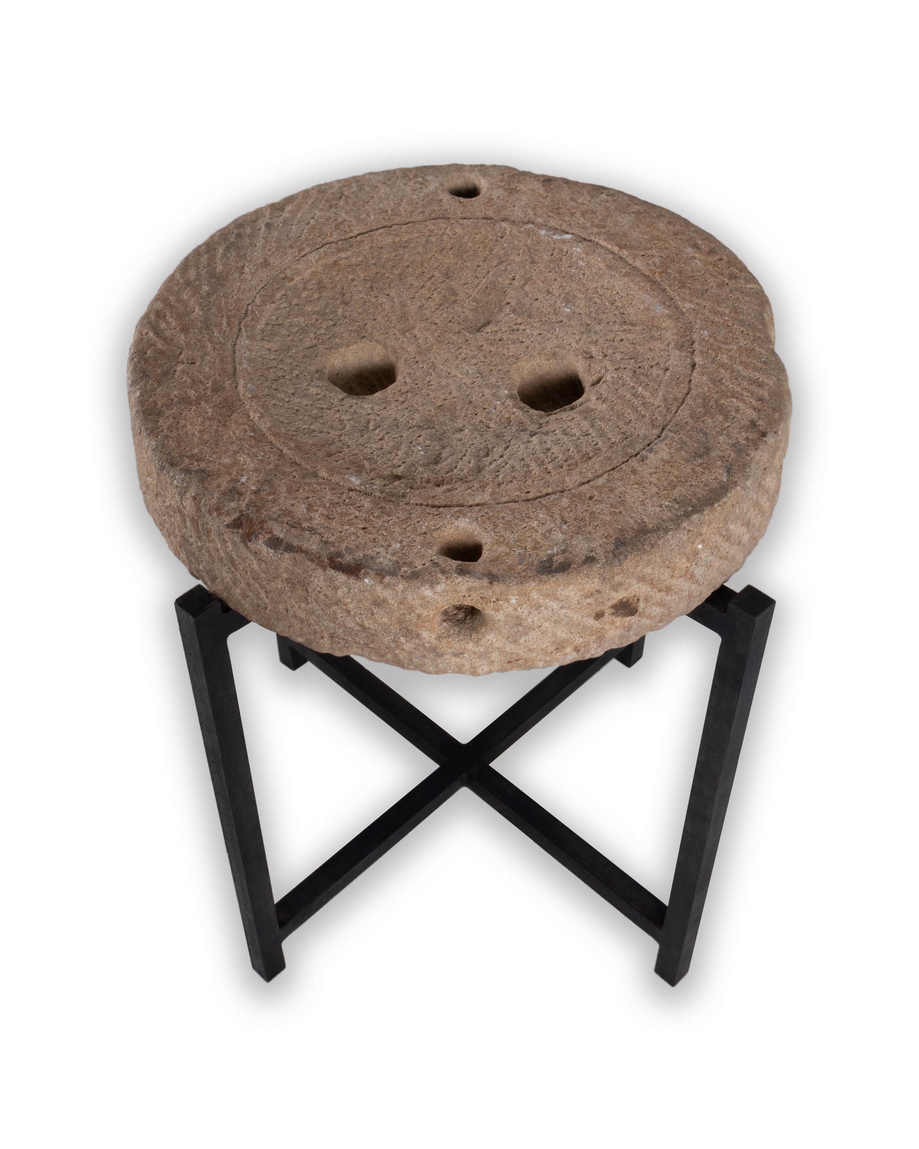 Limestone Mill Wheel Side Table