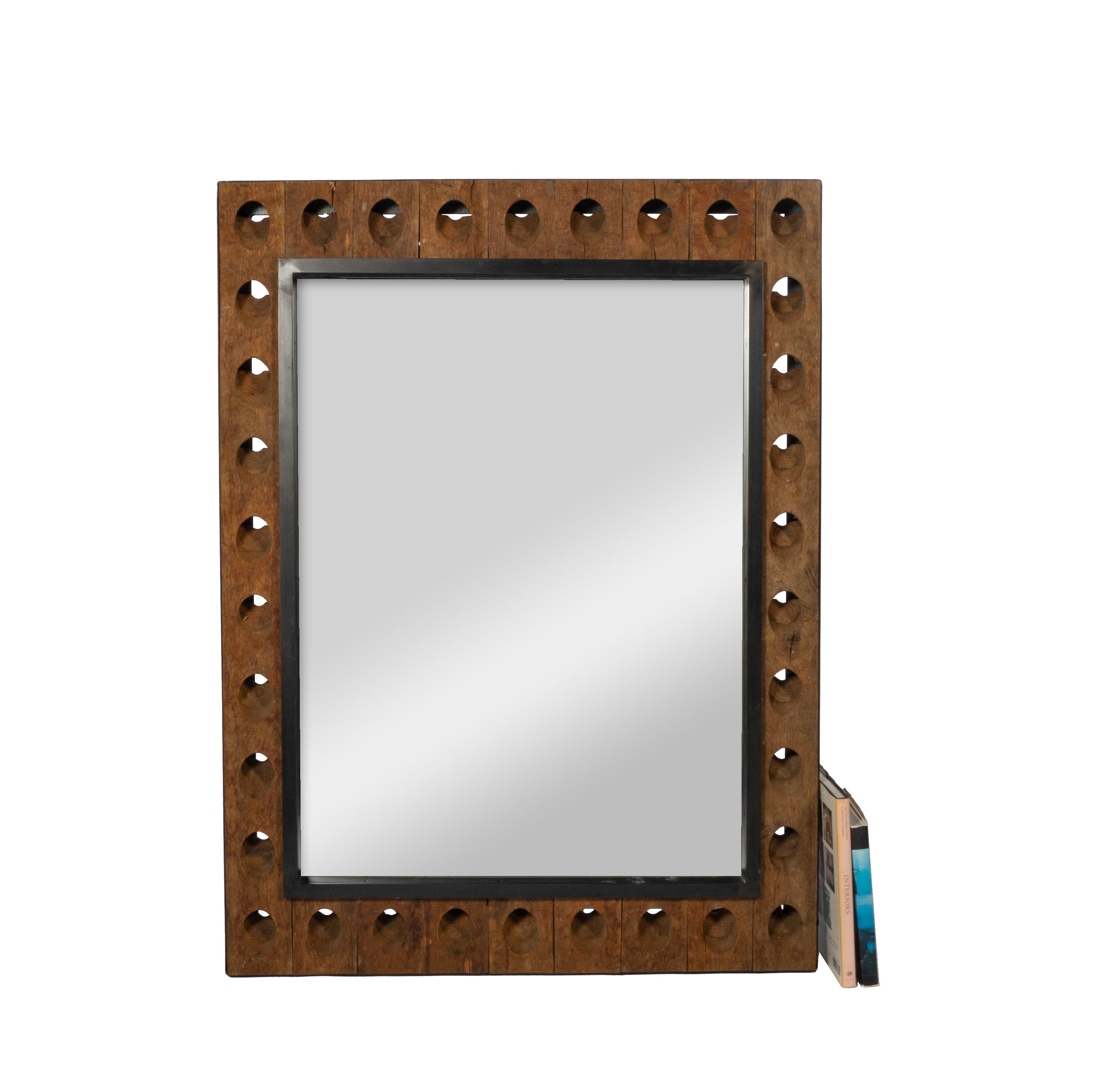 Wood Champagne Rack Framed Mirror