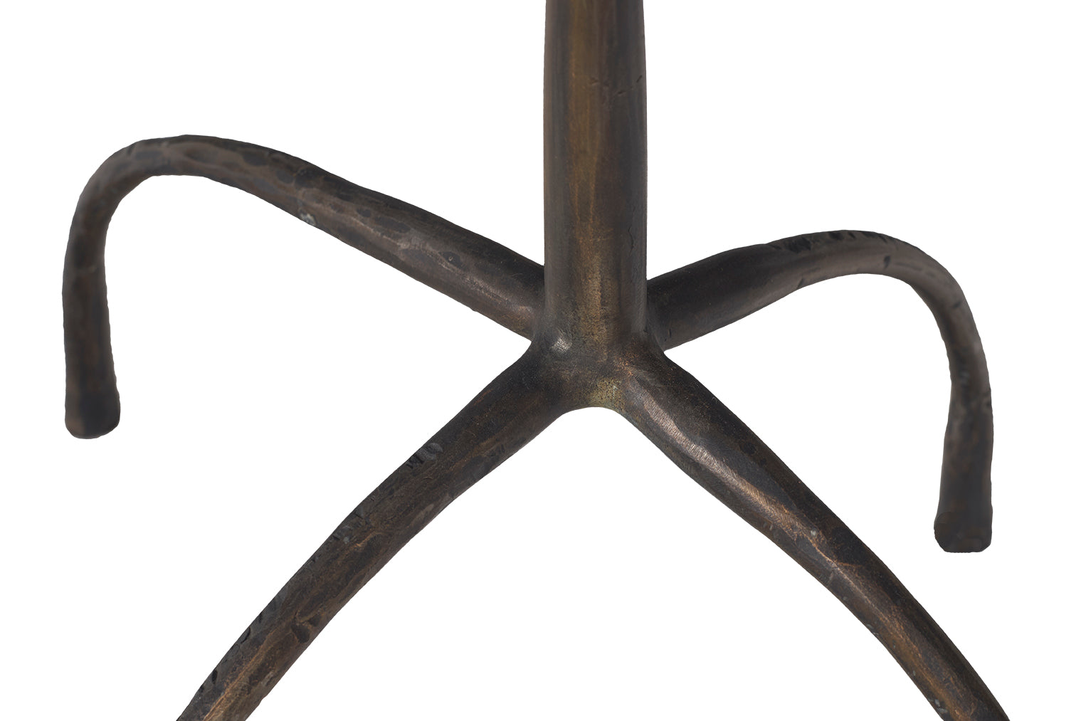 Patinated Steel Side Table with Hammered Legs