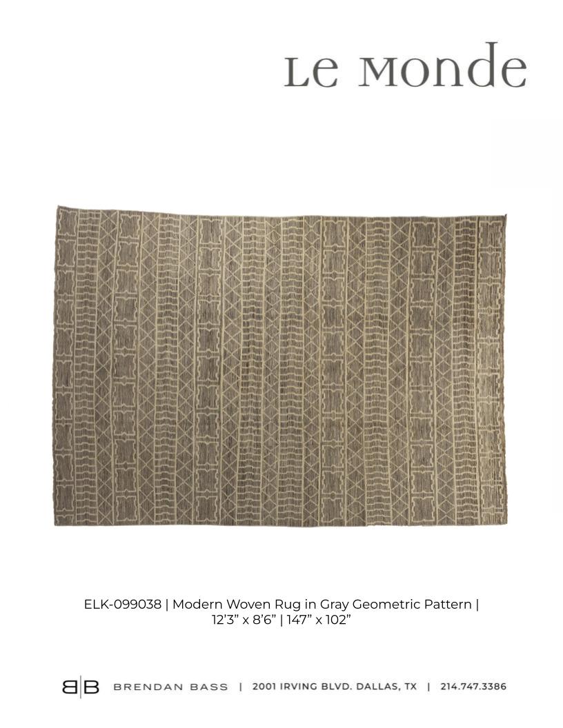 Modern Woven Rug in Gray Geometric Pattern