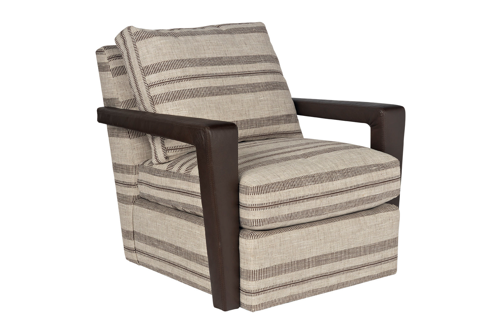 Modern Leather and Fabric Swivel Chair
