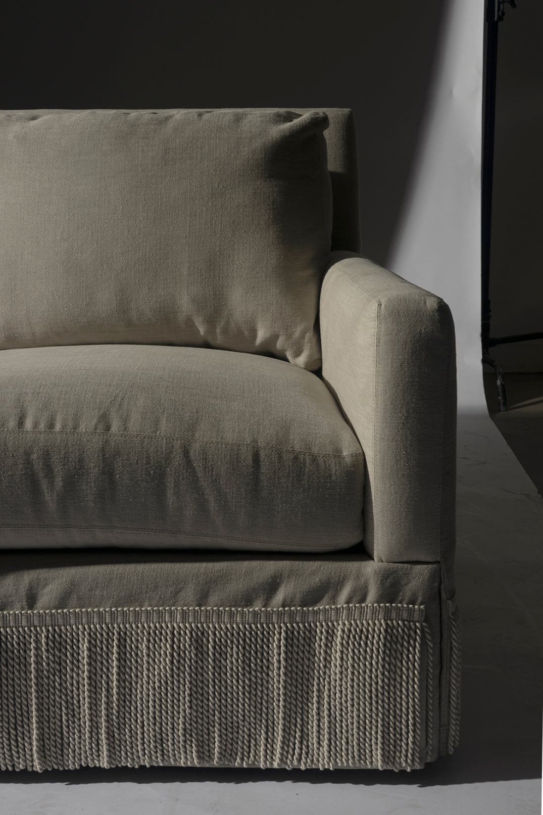 Transitional Bullion Fringe Sofa