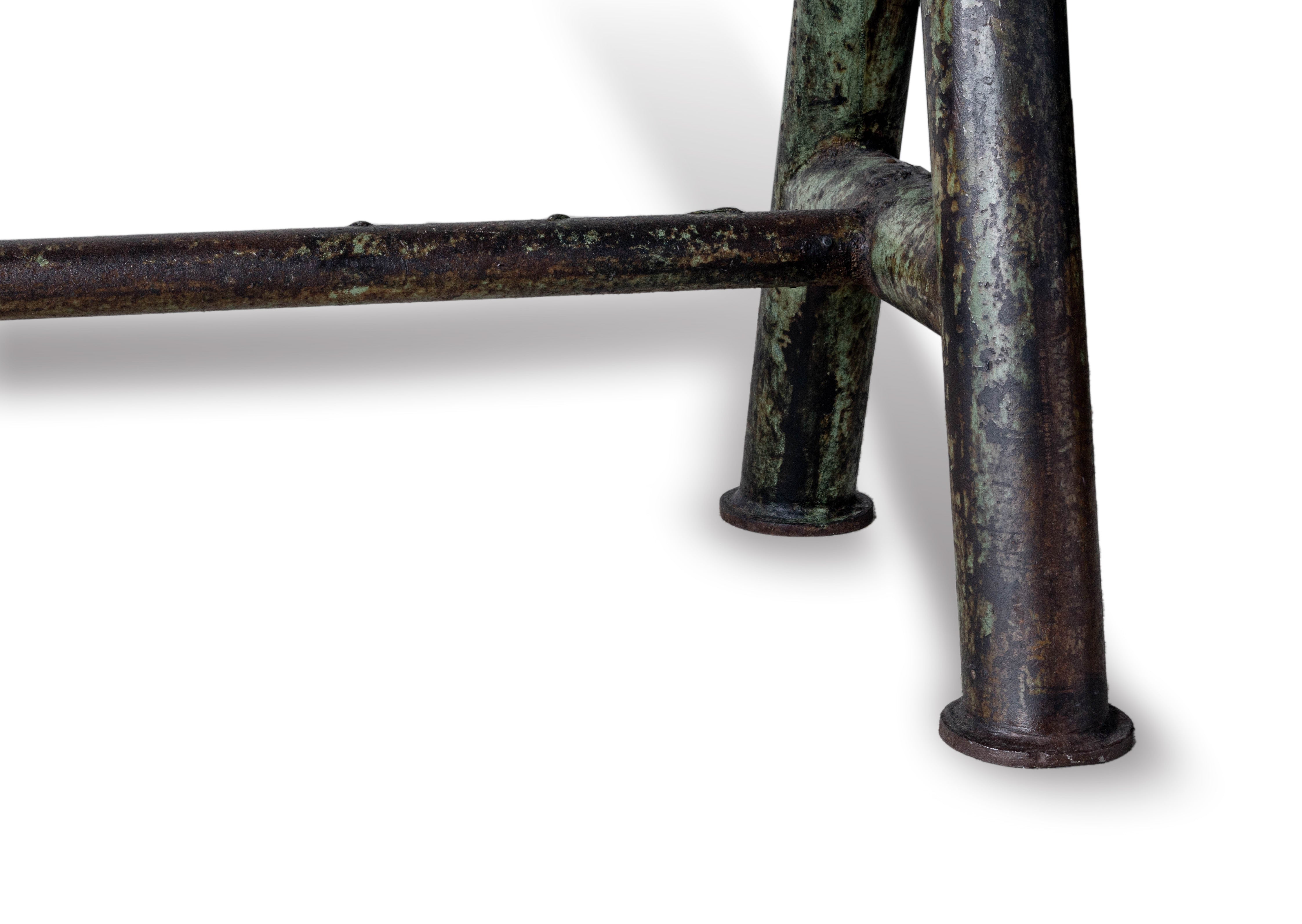 Cast Iron and Stone Industrial Console Table