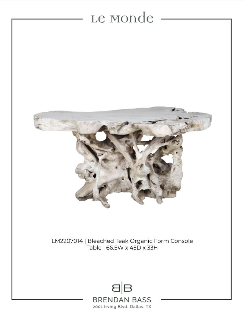 Bleached Teak Organic Form Console