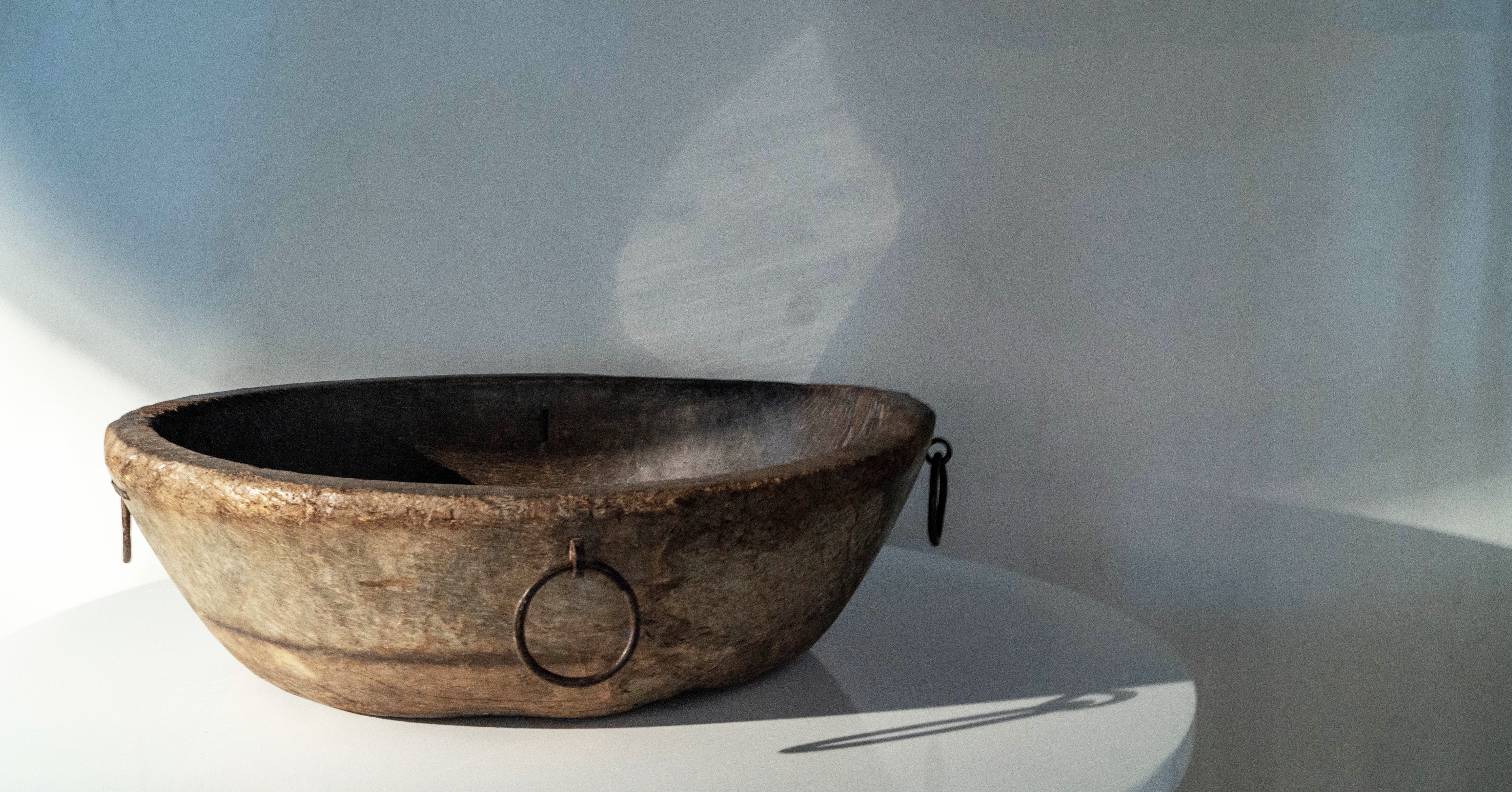 Hand Carved Elm Serving Bowl