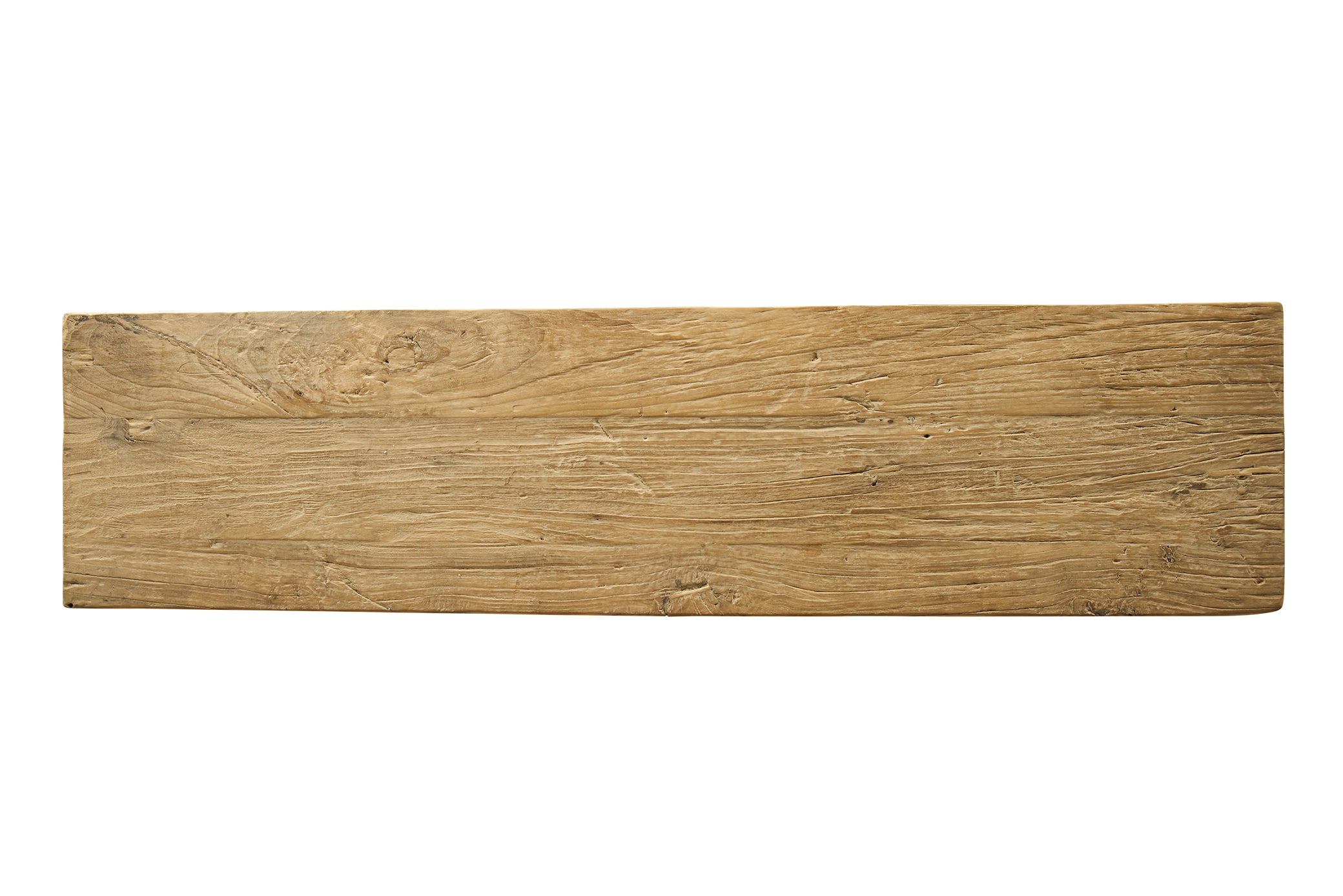 Vintage Craved Stone Console with Reclaimed Elm Top