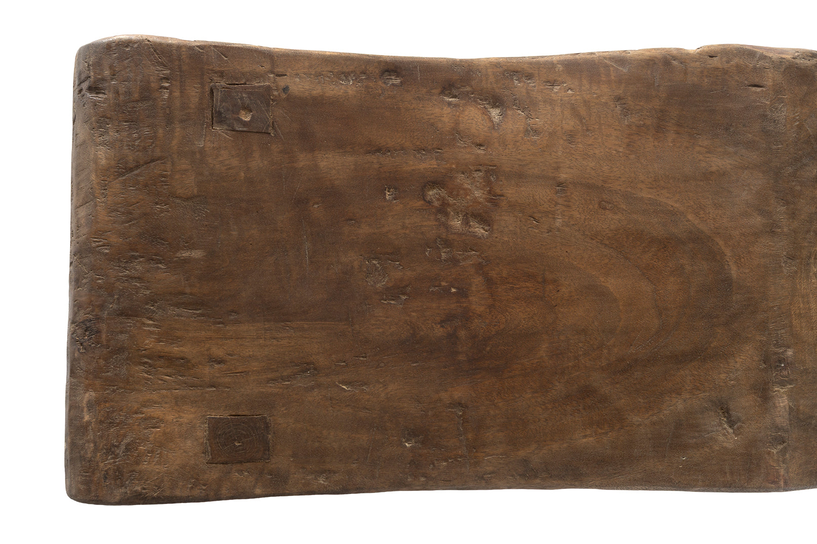 Four Seat Scalloped Weathered Elm Bench
