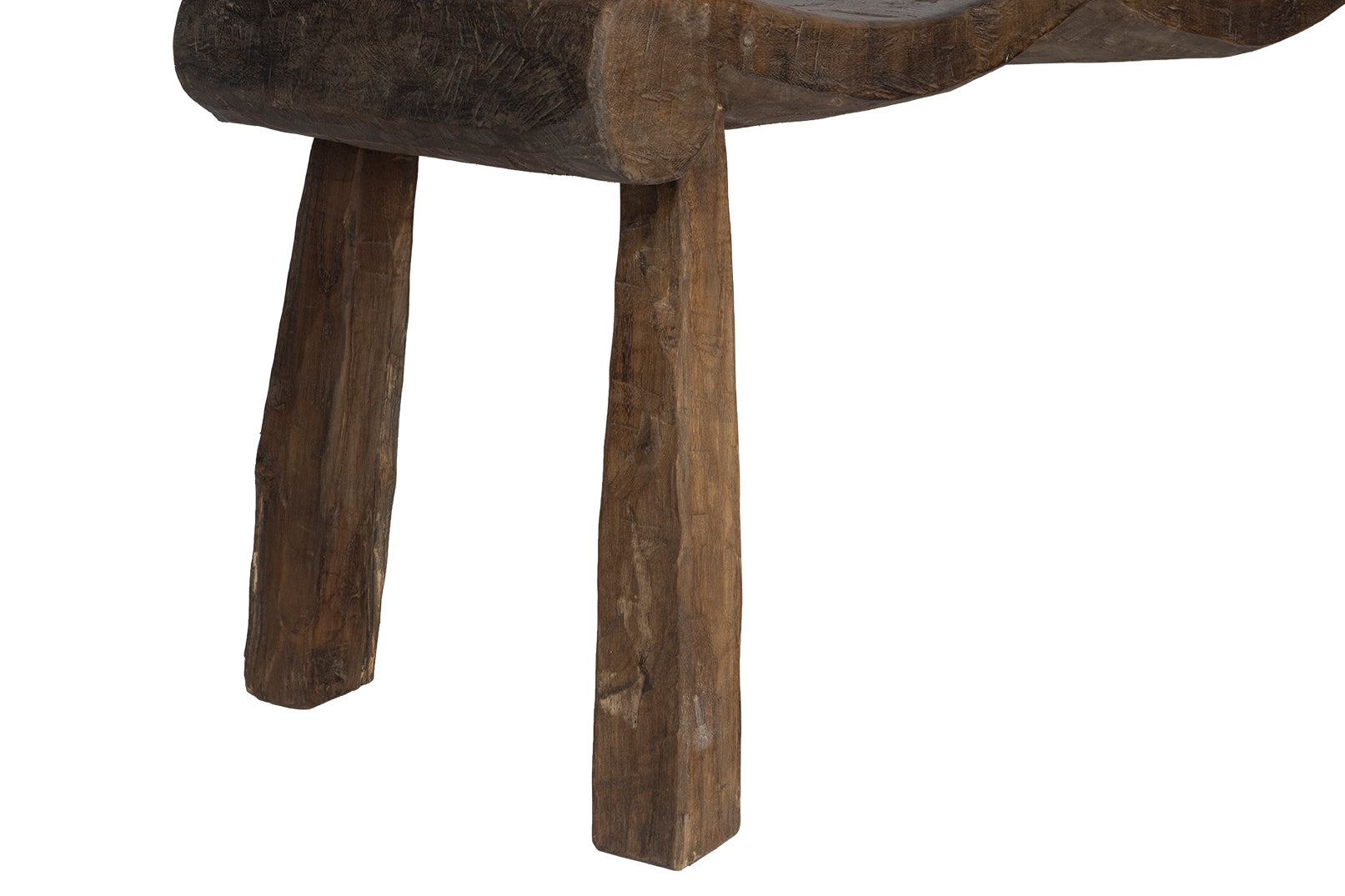 Four Seat Scalloped Weathered Elm Bench