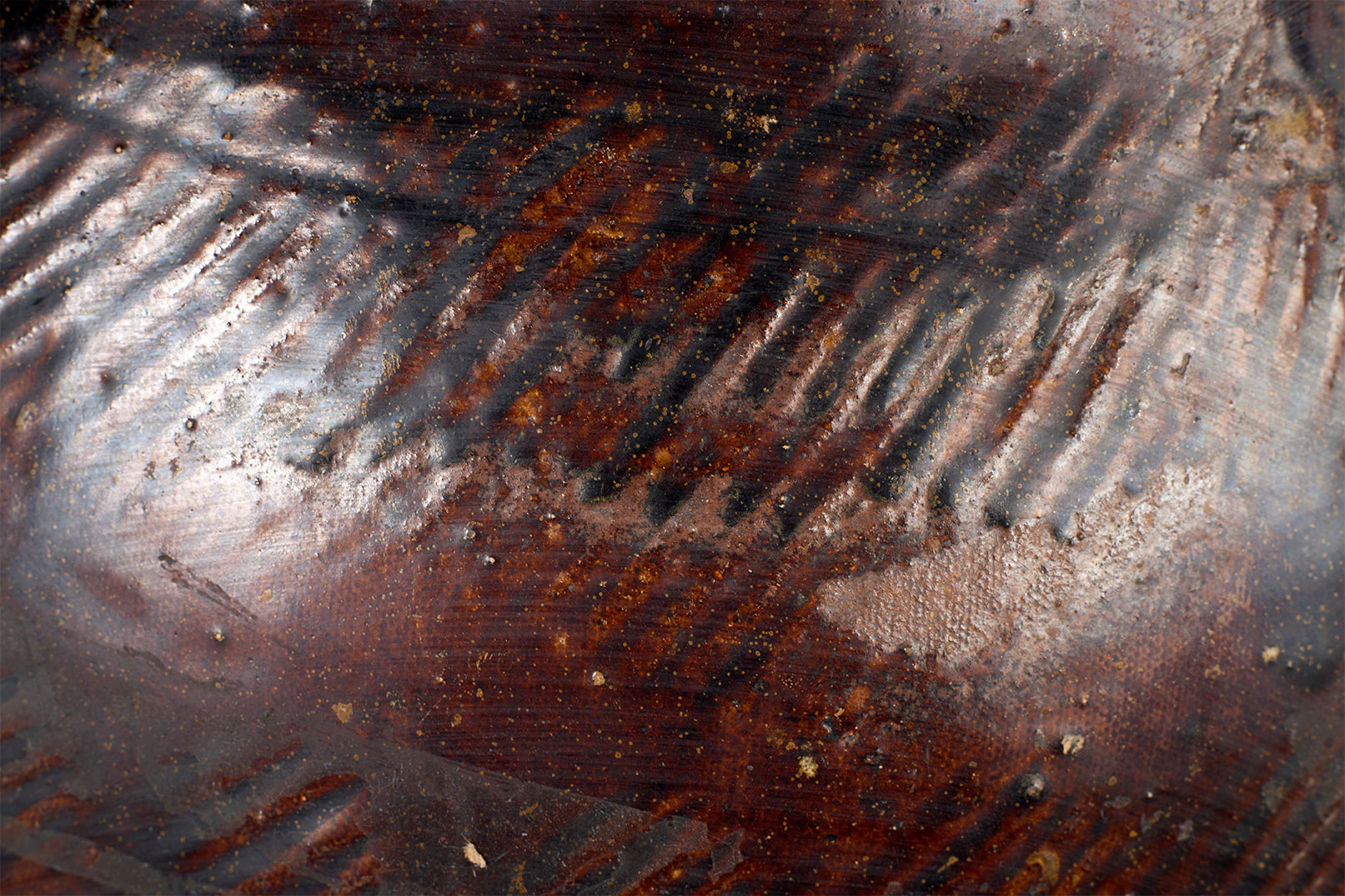 Glazed Terra Cotta Jar with Scored Texture