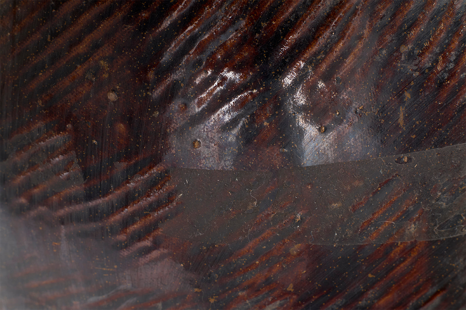 Glazed Terra Cotta Jar with Scored Texture