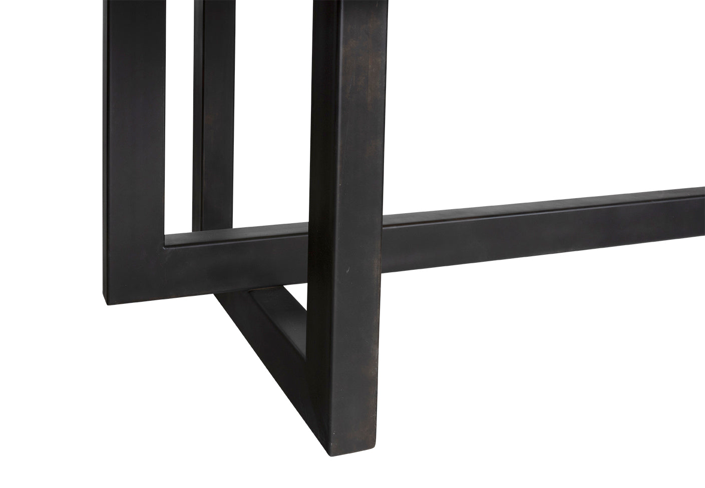 Modern Dining Table with Wood Top and Geometric Metal Base