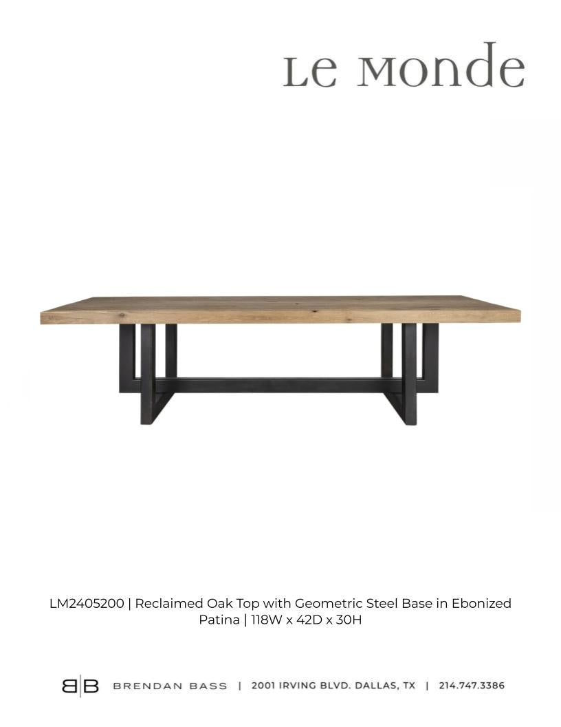 Modern Dining Table with Wood Top and Geometric Metal Base