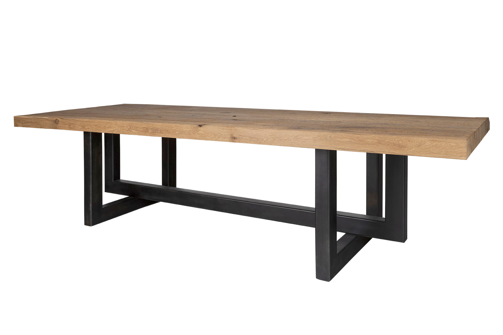 Modern Dining Table with Wood Top and Geometric Metal Base