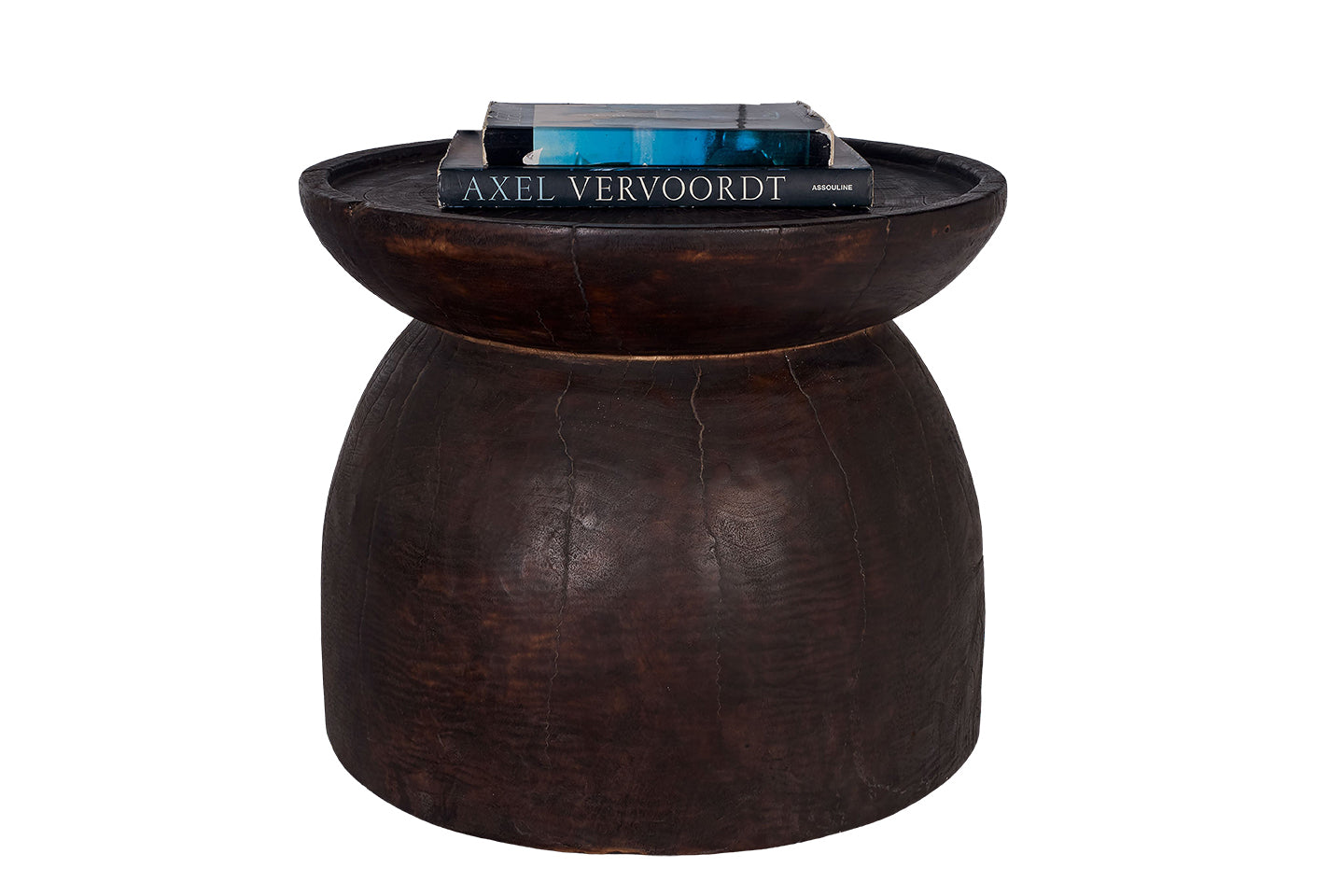 Ebonized Carved Wood Side Table