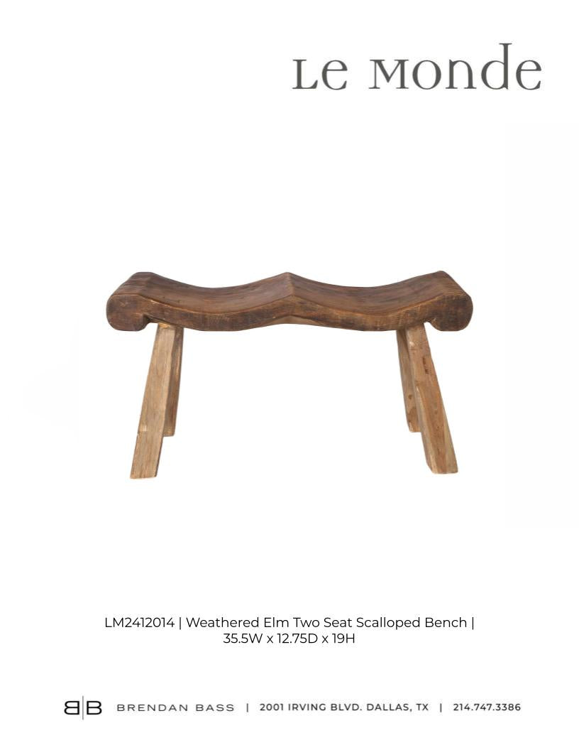 Scalloped Weathered Elm Bench