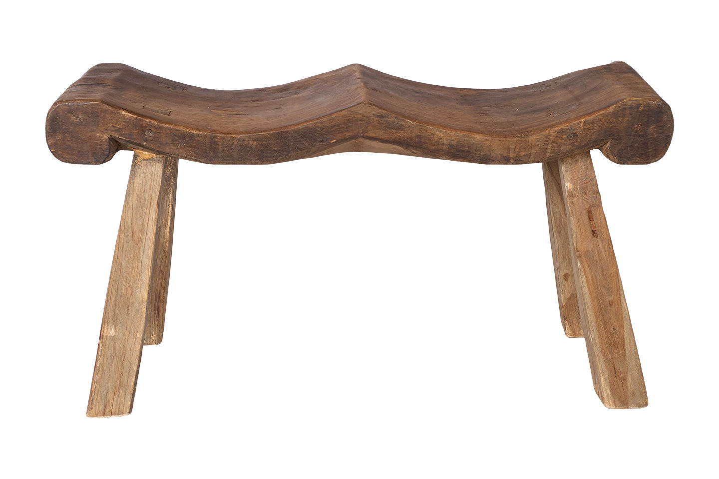 Scalloped Weathered Elm Bench
