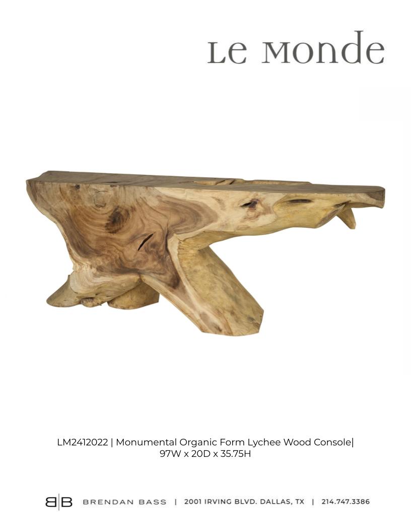 Monumental Organic Form Lychee Wood Console