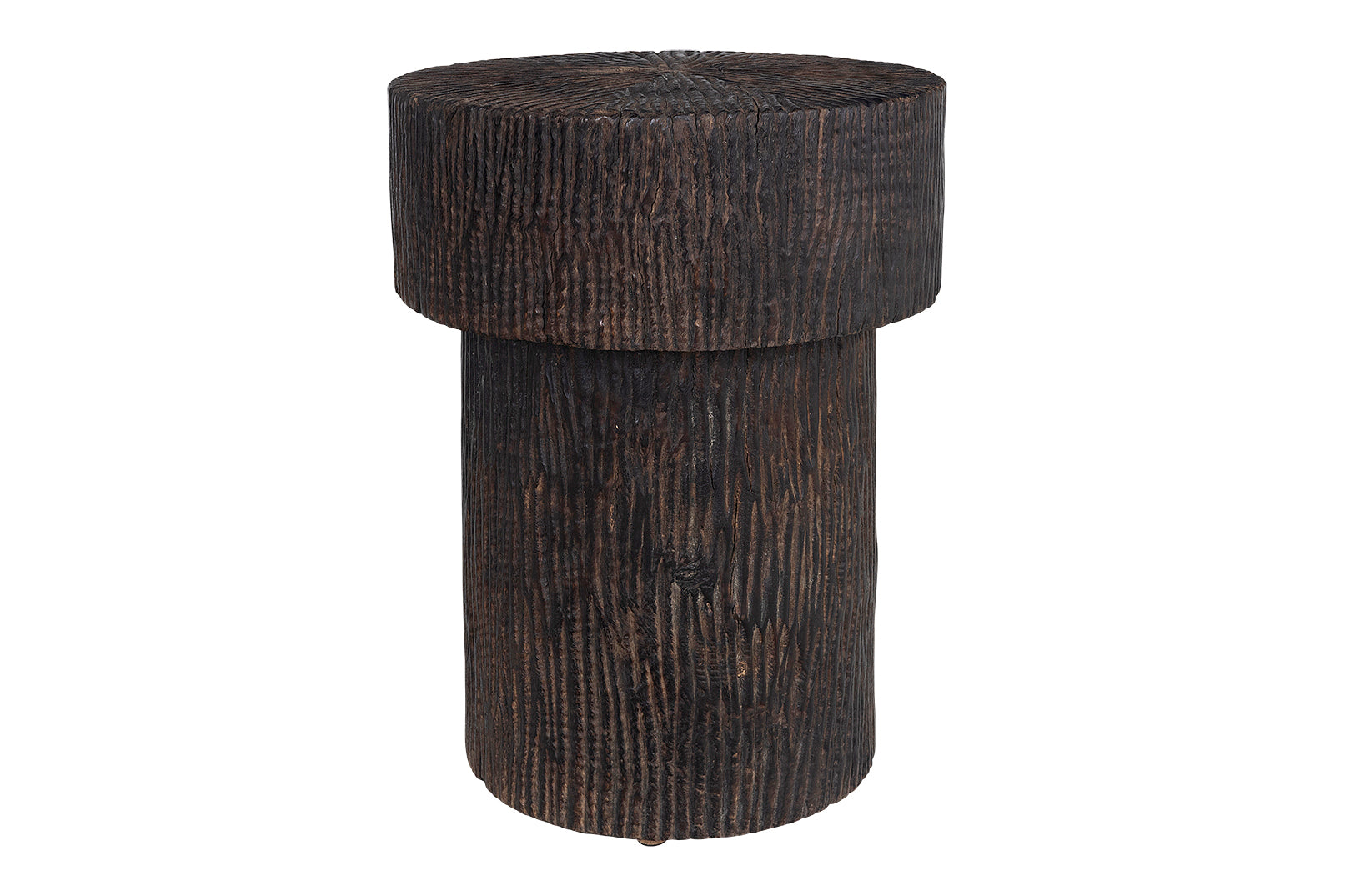 Modern Carved Wood Side Table