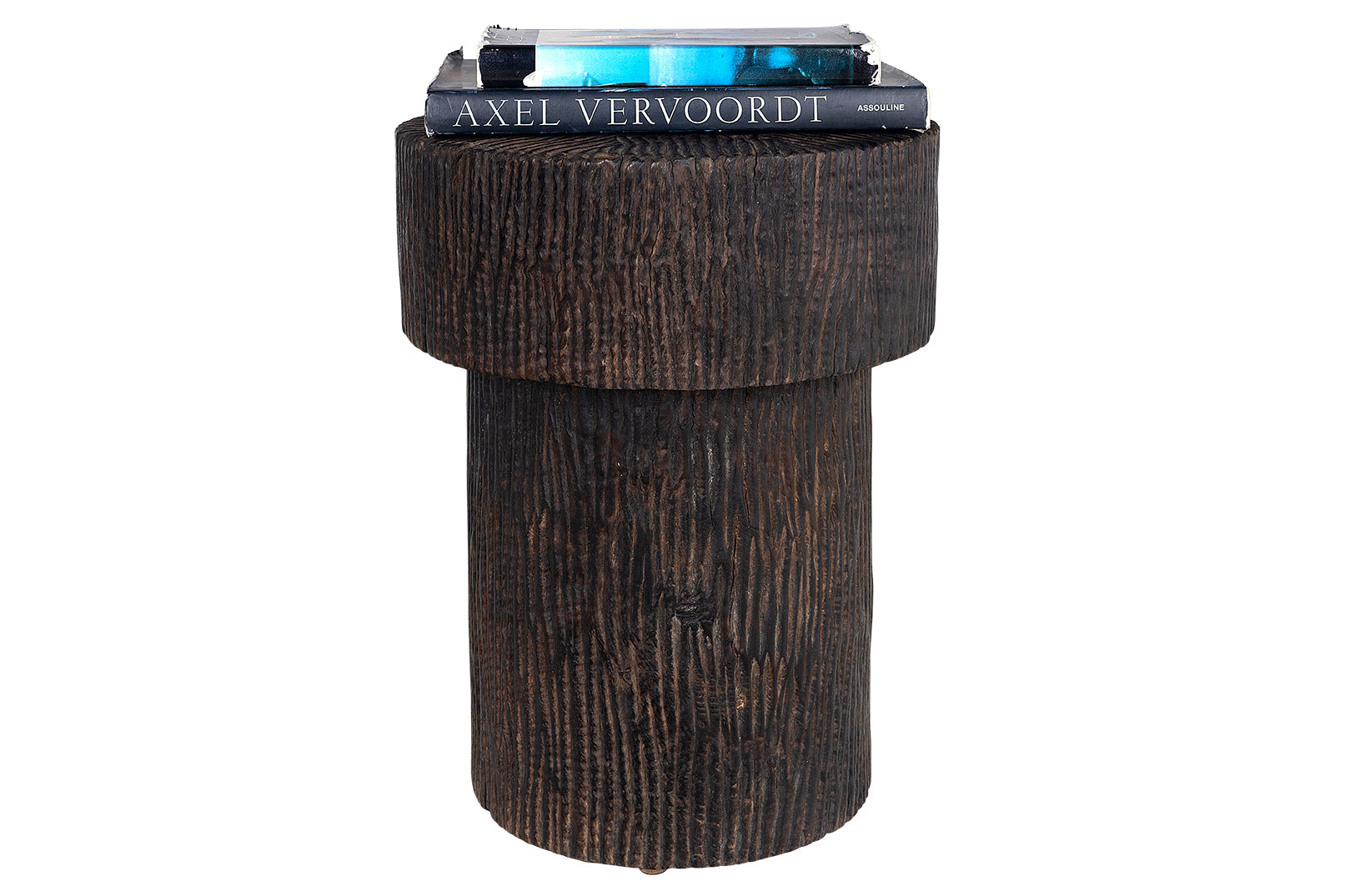 Modern Carved Wood Side Table