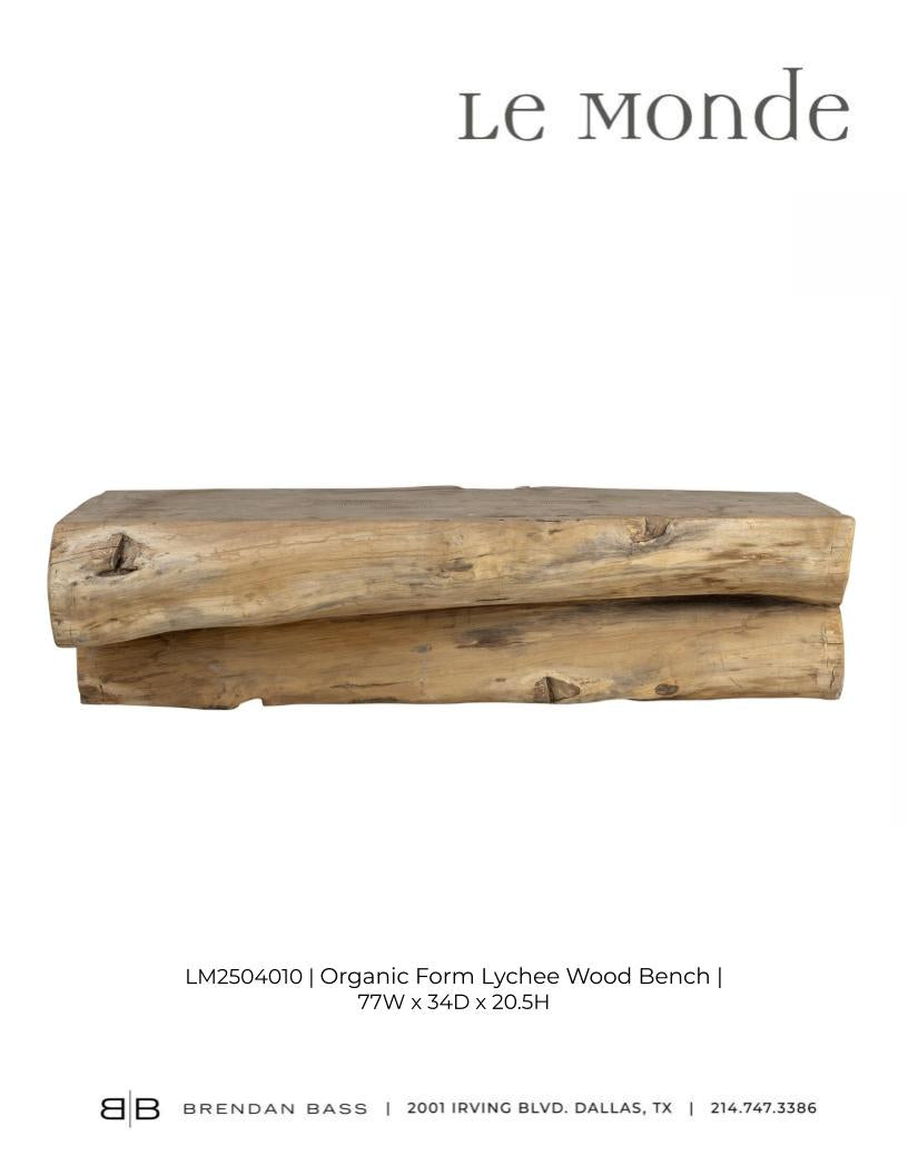 Organic Form Lychee Wood Trunk Bench
