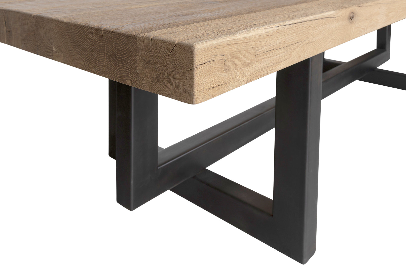 Modern Dining Table with Wood Top and Geometric Metal Base