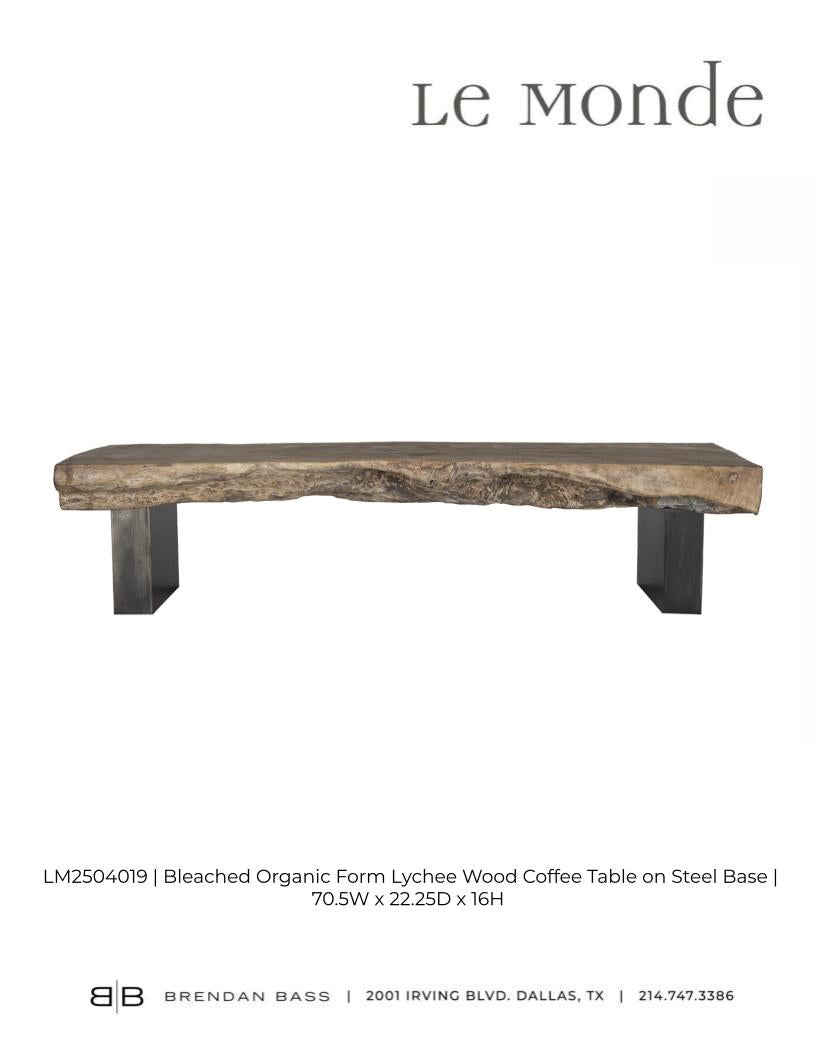 Organic Form Coffee Table in Bleached Lychee Wood