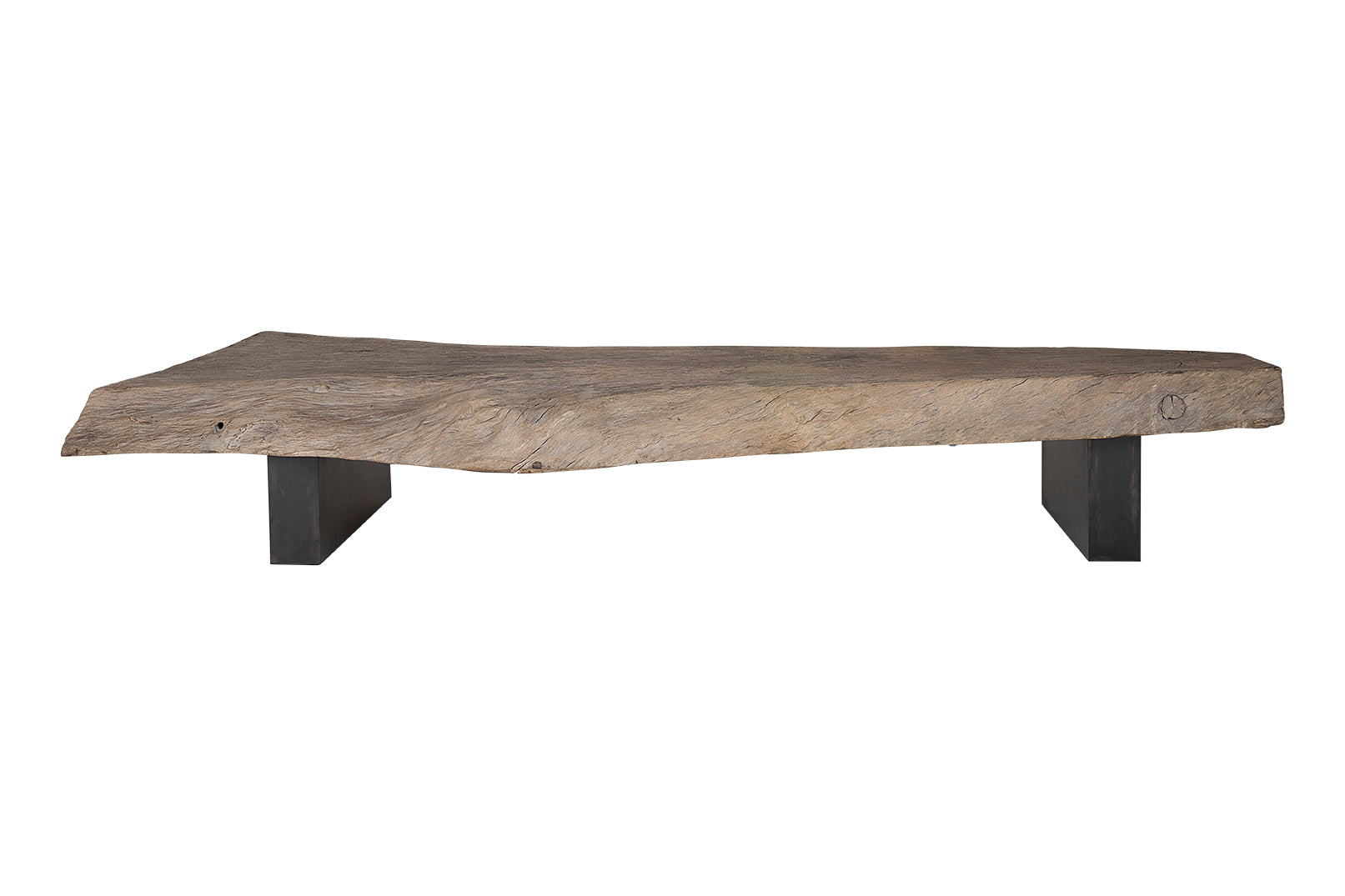 Teak Coffee Table on Metal Base in Bleached Finish