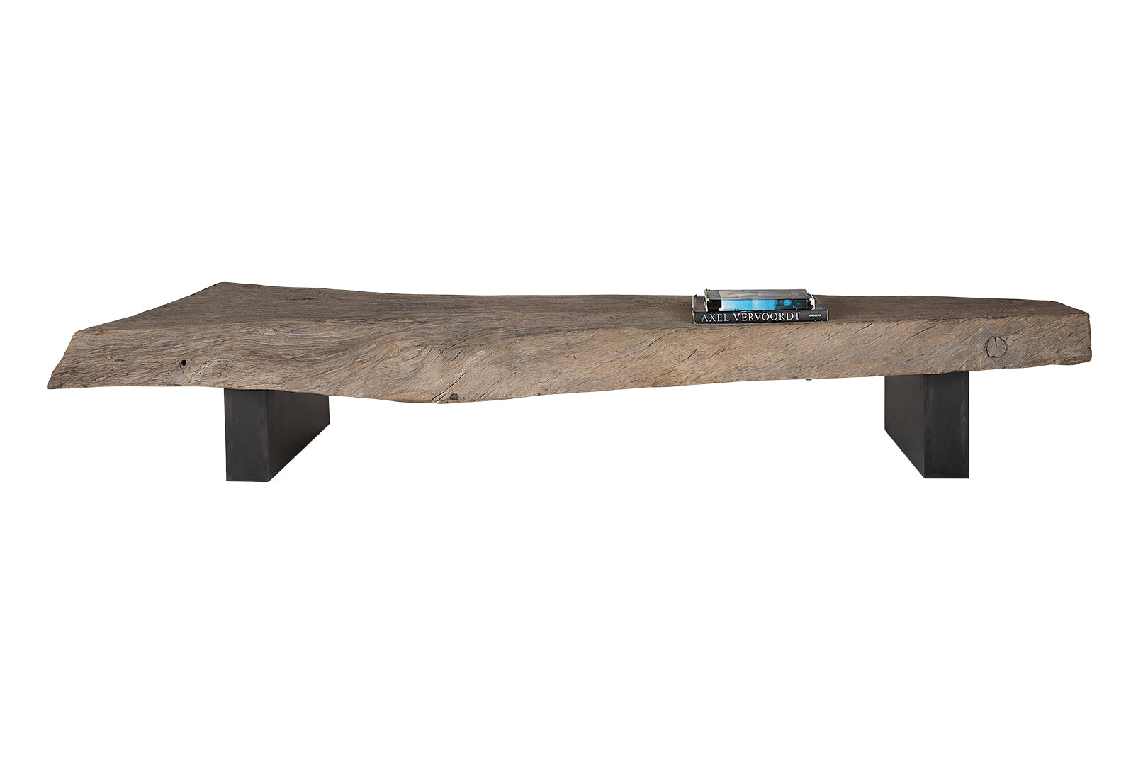 Teak Coffee Table on Metal Base in Bleached Finish