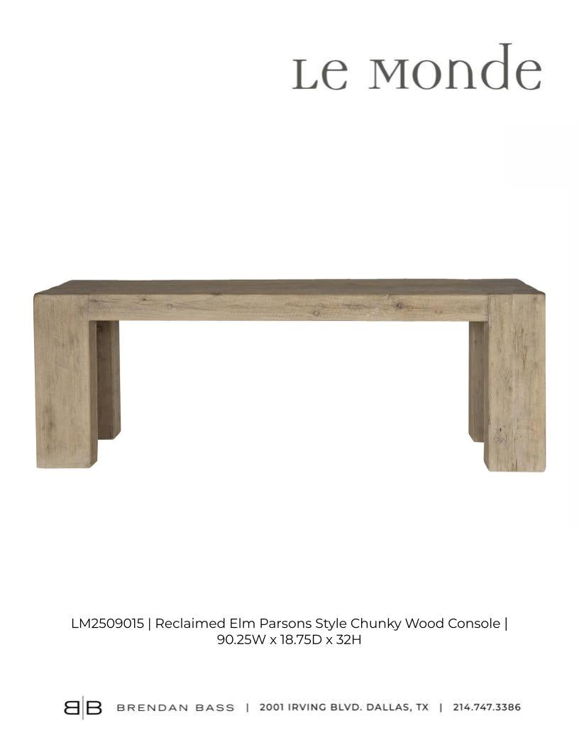 Reclaimed Elm Parsons Style Wood Console