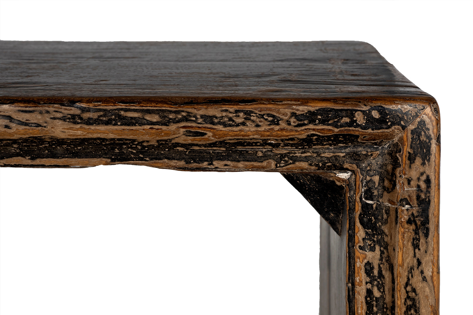 Modern Waterfall Console in Original Black Paint Patina