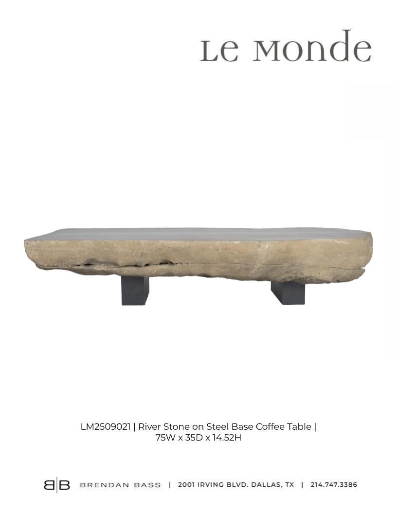 River Stone Coffee Table with Steel Base