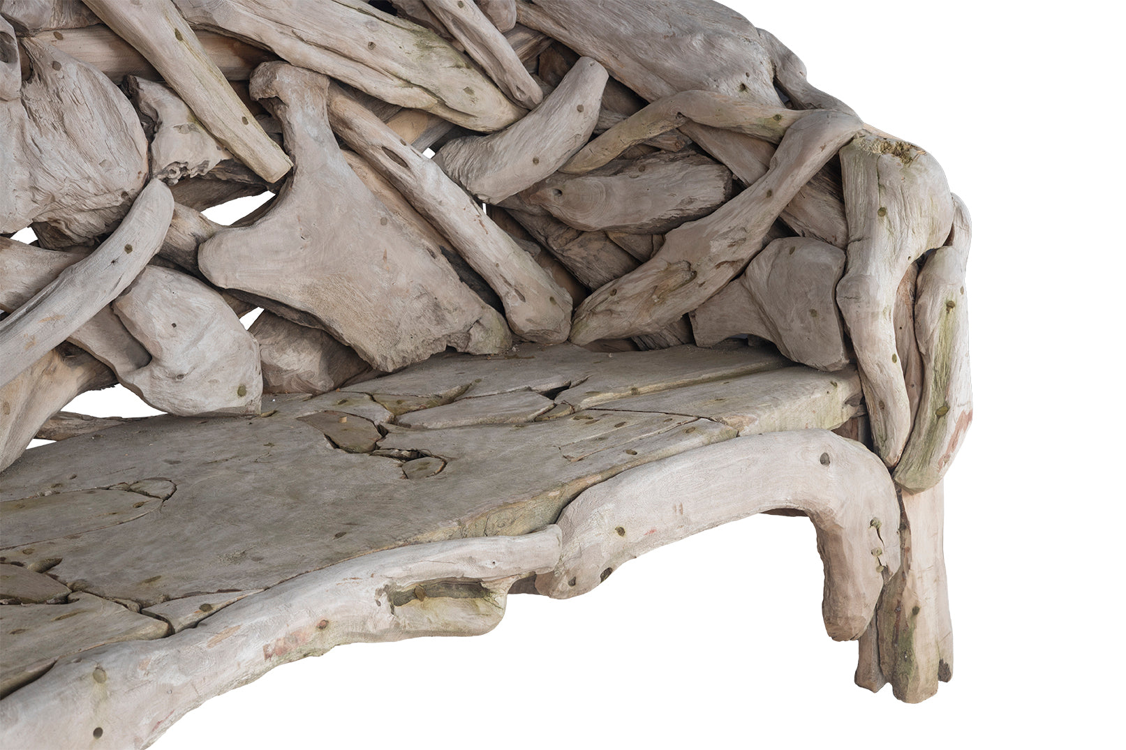 Monumental Teak Driftwood Bench