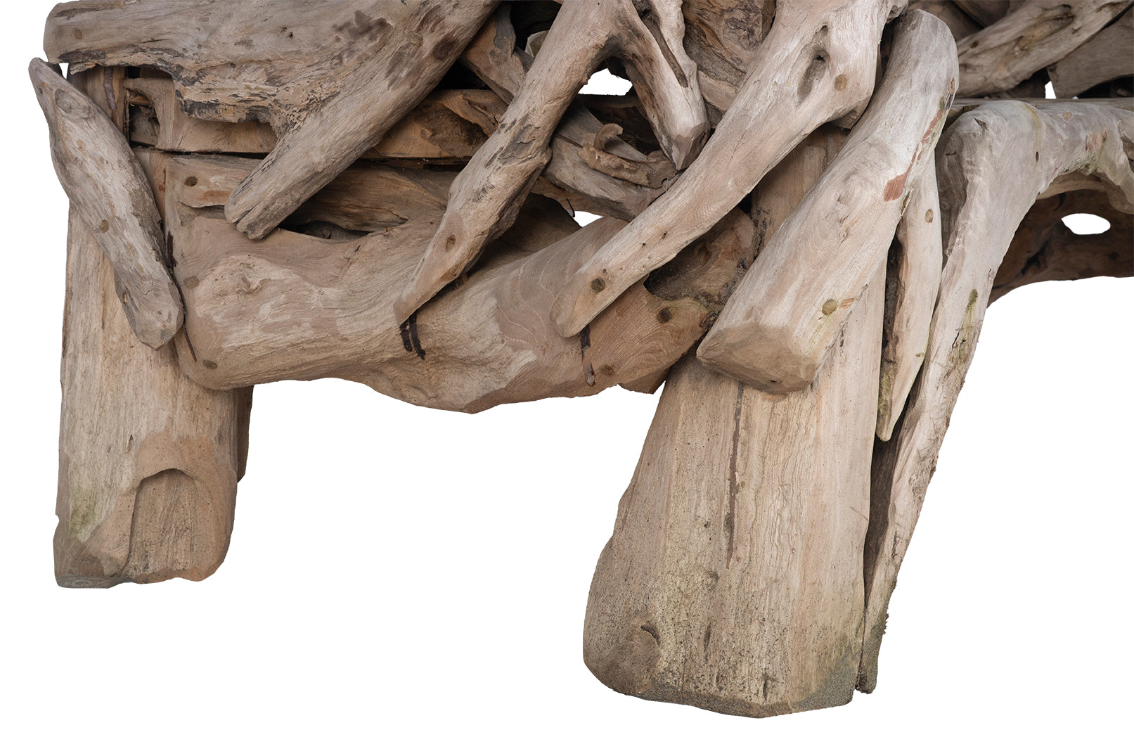 Monumental Teak Driftwood Bench