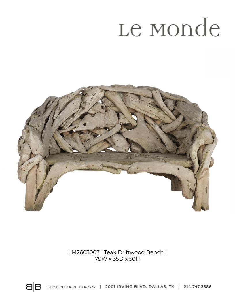 Monumental Teak Driftwood Bench