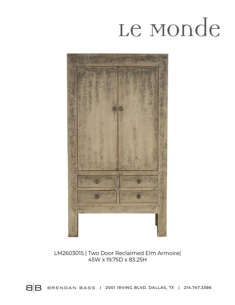 Two Door Reclaimed Elm Armoire