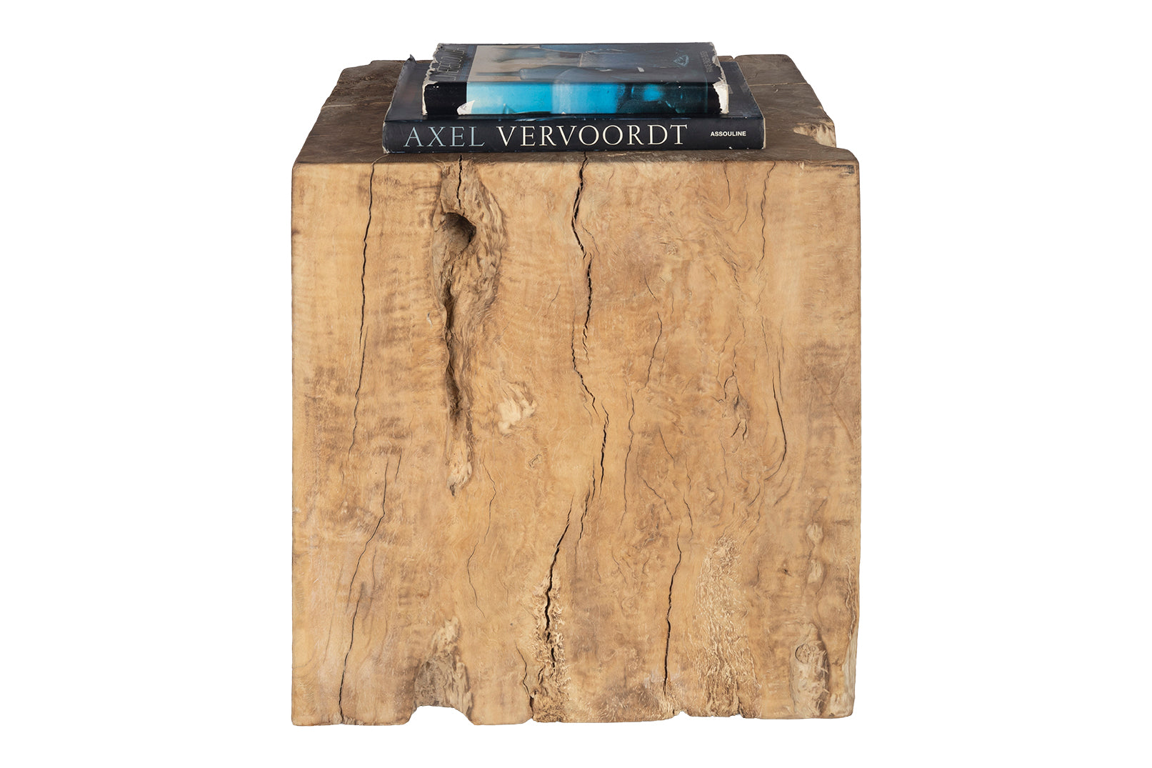Organic Lychee Wood Block Side Table