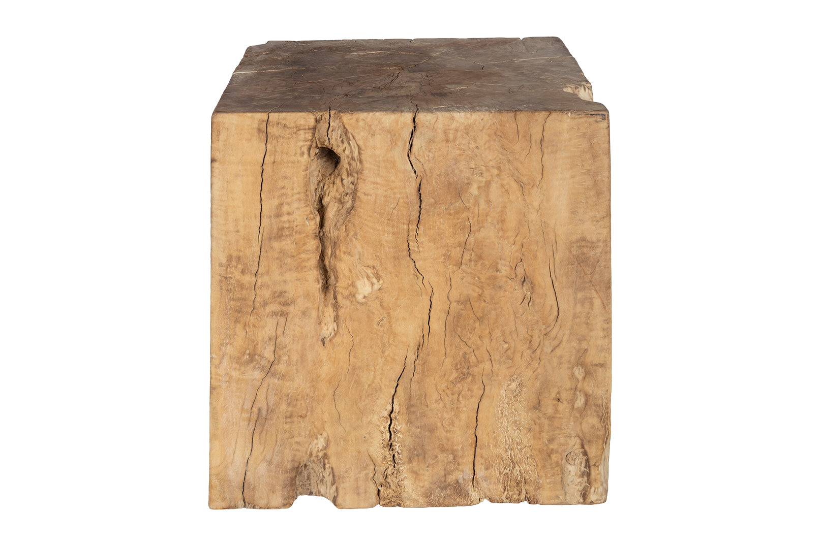 Organic Lychee Wood Block Side Table