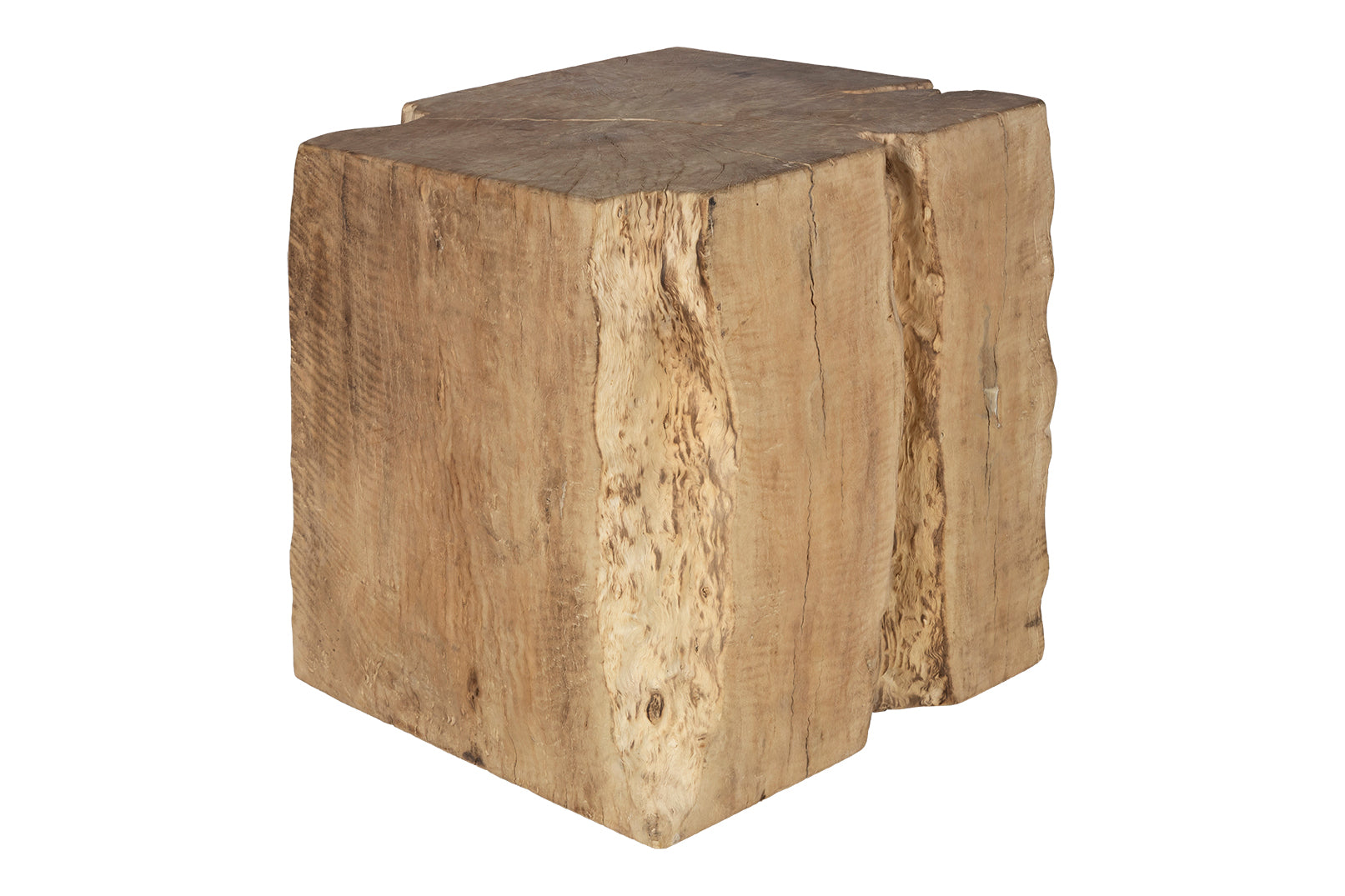 Organic Lychee Wood Block Side Table