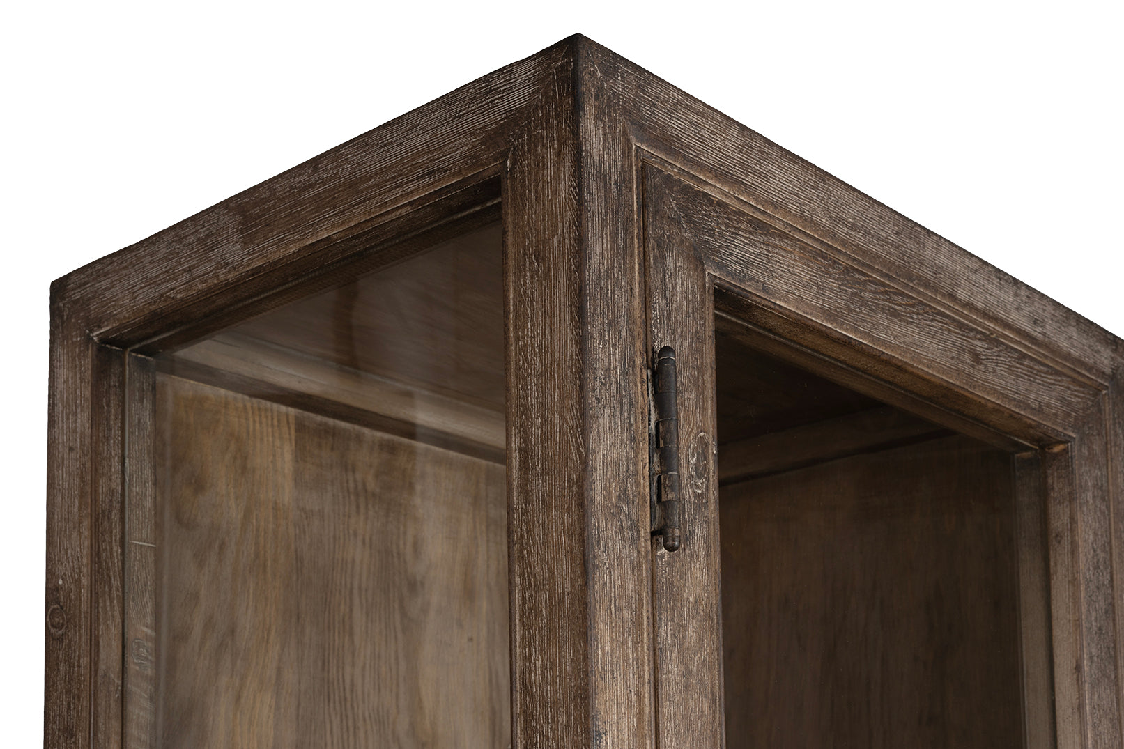 Three Door Wood Cabinet with Glass Panes