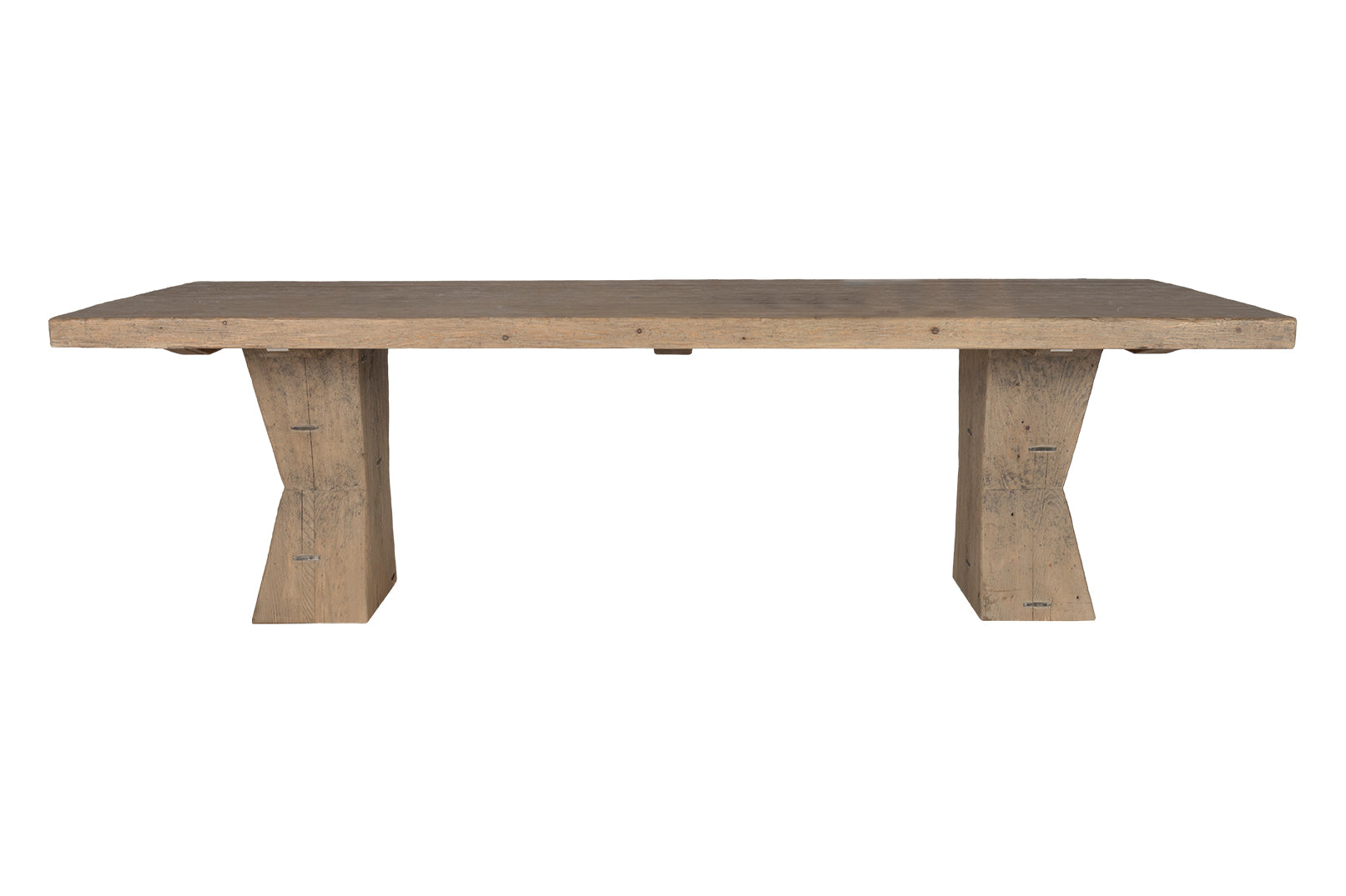 Reclaimed Elm Dining Table with Architectural Base