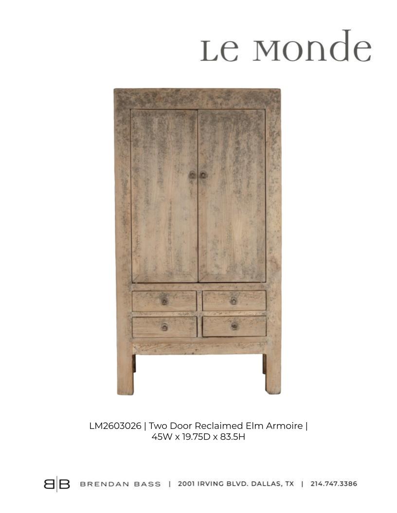 Two Door Reclaimed Elm Armoire