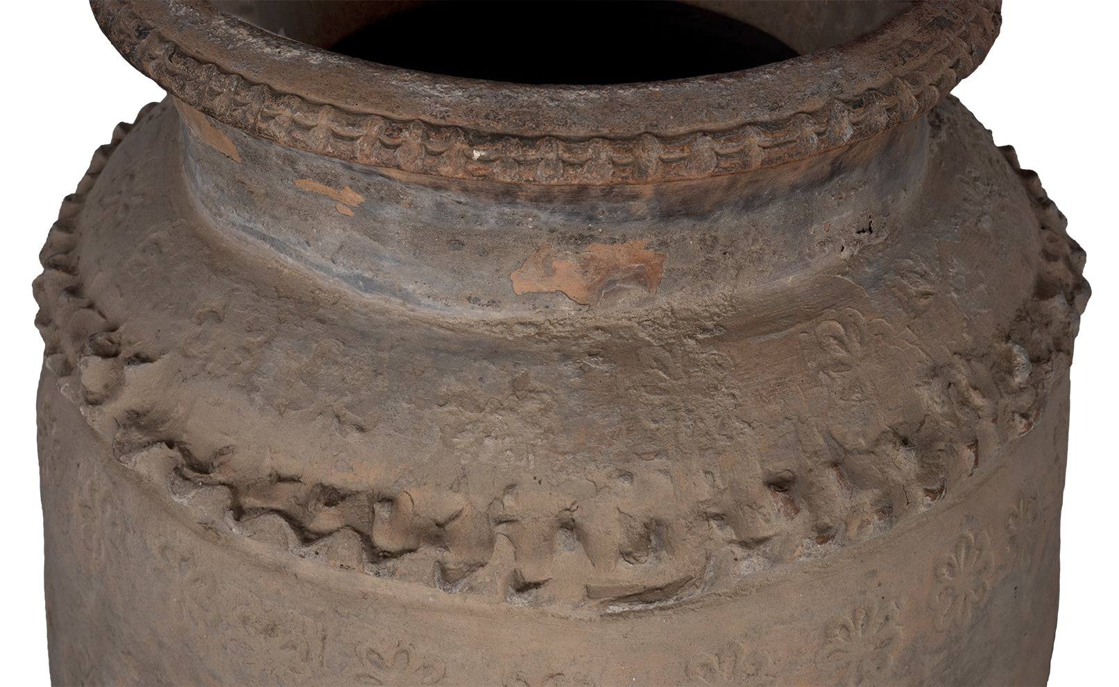 Monumental Terra Cotta Vase with Stamped Detail