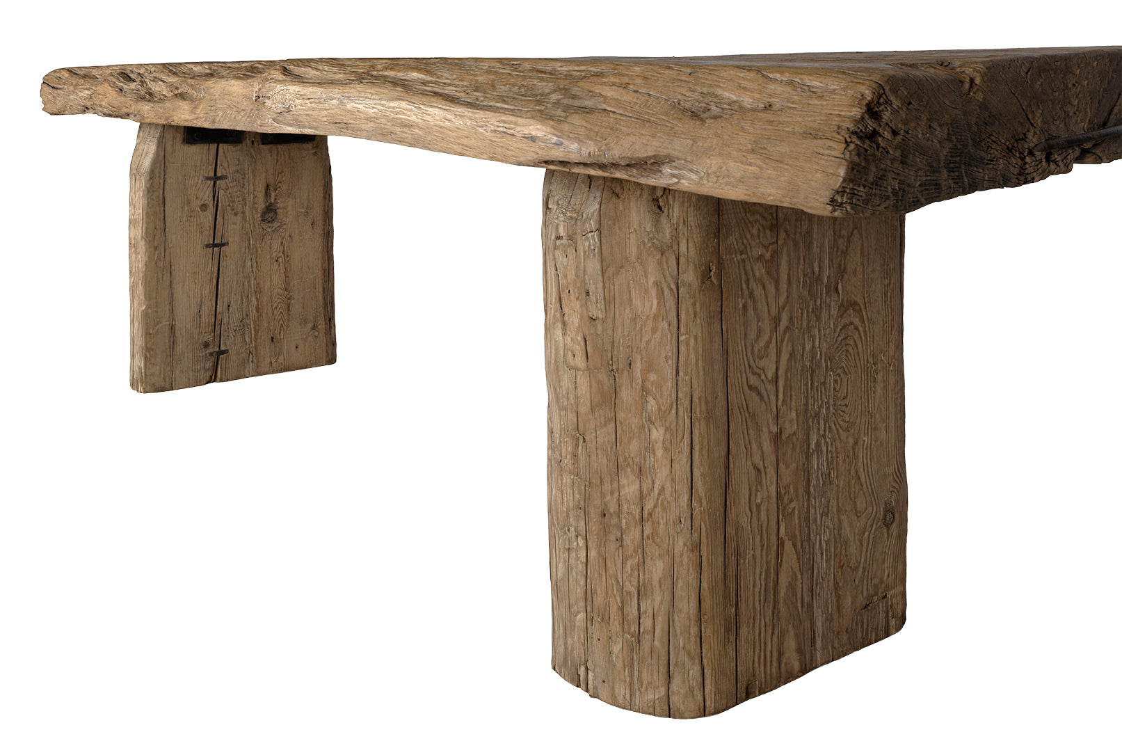 Organic Wood Console Table with Stump Base