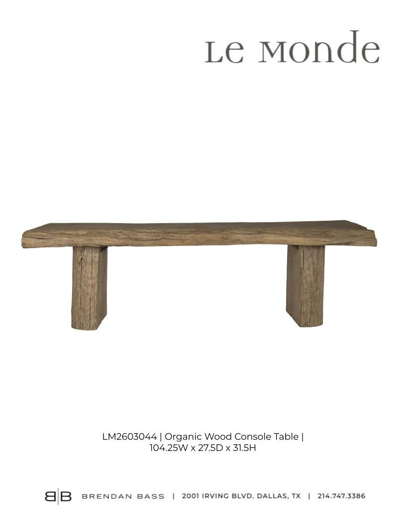 Organic Wood Console Table with Stump Base