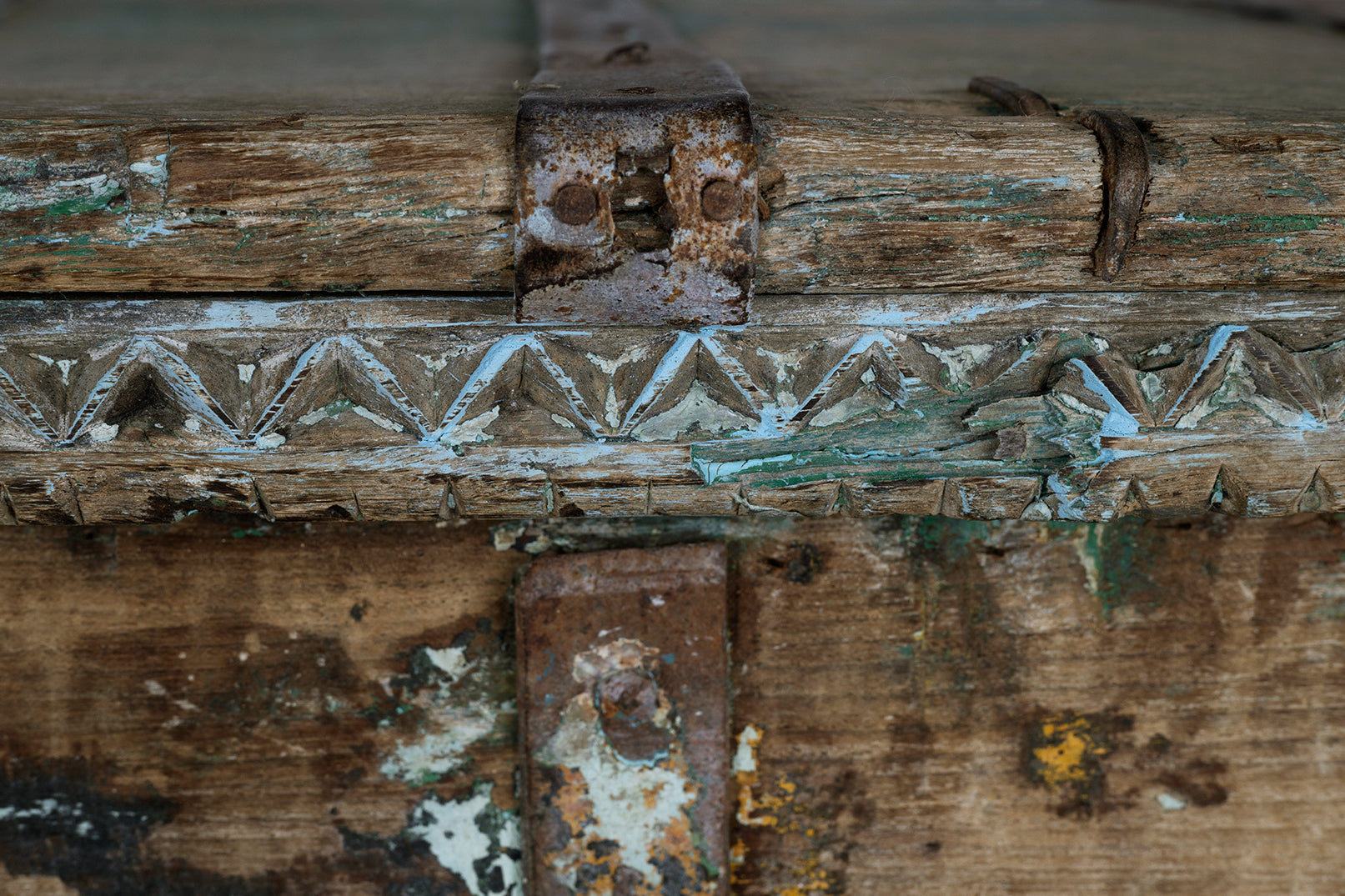 Original Paint Patina Elm Server on Plinth Base